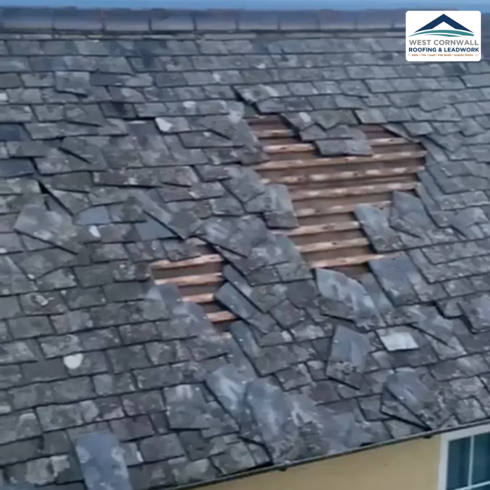 Storm damage traced to bare battens