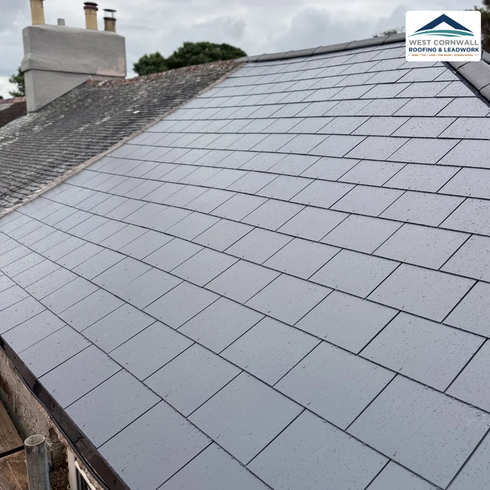 Large slate roof re-covered