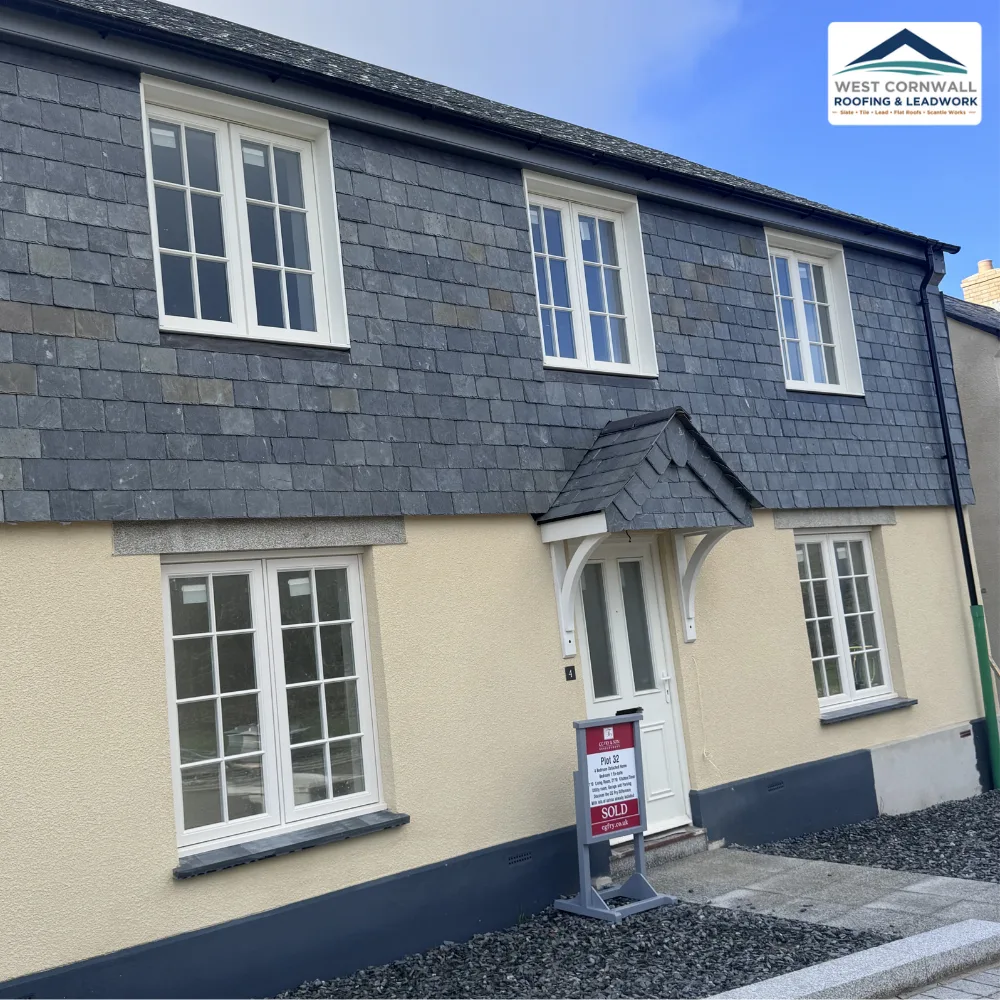 Slate-hung cottage elevation